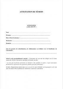 Attestation de témoin